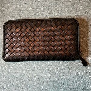 Bottega Veneta Napa Intrecciato Long Wallet, Black